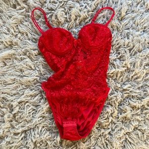 Gold label lace and satin teddy bodysuit